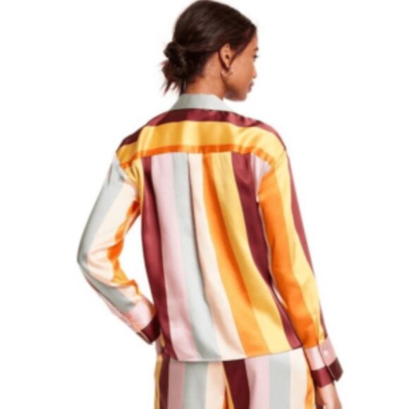 Fe Noel x Target Mixed Vertical Stripe Print Long Sleeve Button Down Shirt large - Picture 2 of 10